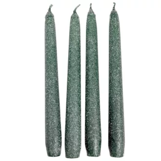 Bársony glitter spitz gyertya 195mm zöld 4db/csom (db ár)