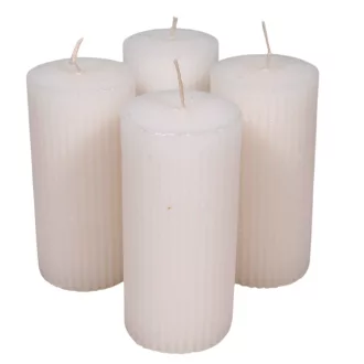 Bordás henger gyertya 50x100mm fehér 4db/csom (db ár)