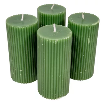 Bordás henger gyertya 50x100mm mohazöld 4db/csom (db ár)