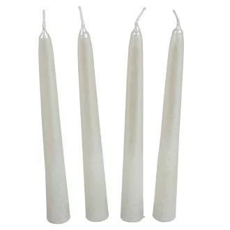 Bársony metál spitz gyertya 195mm fehér 4db/csom (db ár)