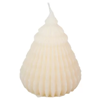 Bársony glitter origami fenyő gyertya 90x120mm ivory