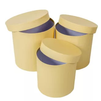 Papír doboz magas  kerek   sötétkrém D20,18,16cm 3db-os