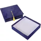 Bársony papírdoboz ballagási sapi sötétkék M4,5x18cm