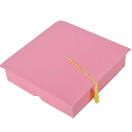 Bársony papírdoboz ballagási sapi rózsaszín M4,5x18cm