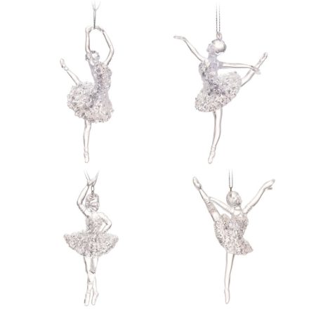 Balerina akasztós transzparens ezüst glitteres szoknyával 13cm