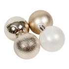 Műanyag gömb gyöngy fehér-világos arany mix 5cm 10db-os