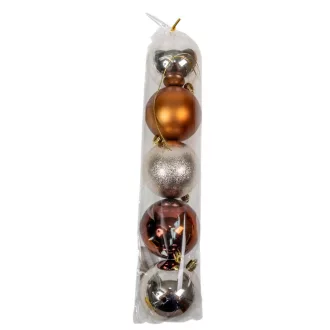 Műanyag gömb amber mix 8cm 5db-os