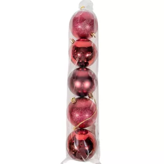 Műanyag gömb bor vörös 8cm 5db-os
