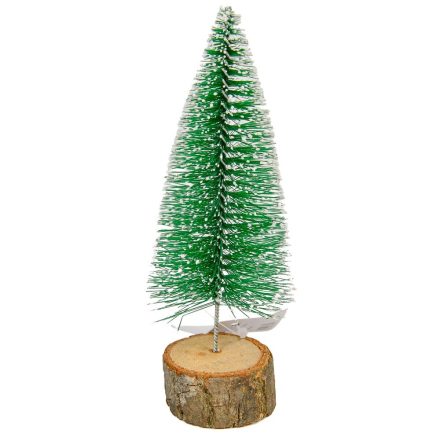 Mini fenyő fa talpon zöld havas M14cm