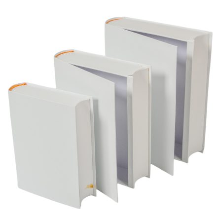 Papír doboz könyv alakú 29-25-21cm fehér 3db-os