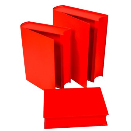 Papír doboz könyv alakú 29-25-21cm piros 3db-os