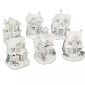 Házikó világító poly glitteres fehér M9cm