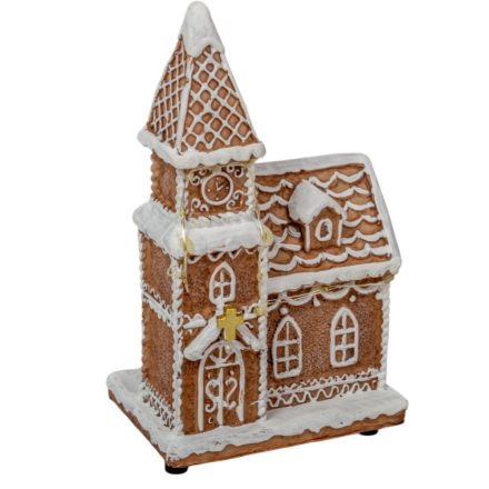 Mézeskalács templom LED-es poly M18cm