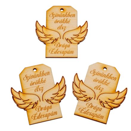 Natúr fa Kegyeleti tábla Drága édesapám 6cm 3db-os