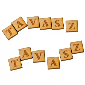 Natúr fa négyzetek 1,5cm TAVASZ felirattal 2 szett