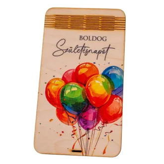 Nyomtatott fa Születésnapi pénztartó nyitható 18x10cm