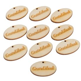 Natúr fa Gratulálunk ovál tábla 4cm 10db-os
