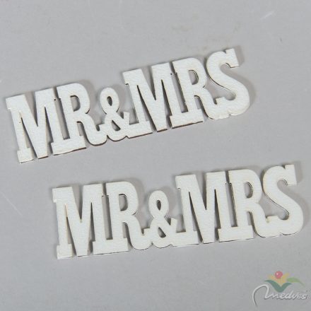 Fa MR&MRS felirat fehér 10,5cm 2db-os