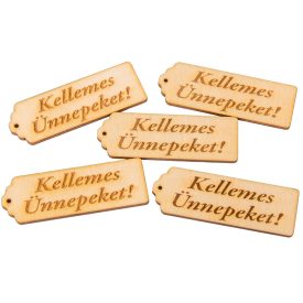 Kellemes Ünnepeket tábla natúr fa 8cm 5db-os