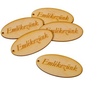 Natúrfa "Emlékezünk" ovál tábla 8cm 5db-os