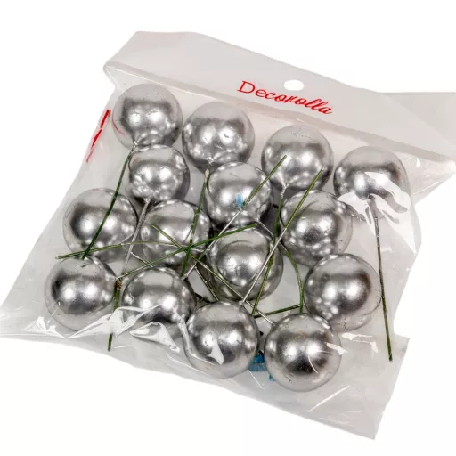 Bogyós betűző 3+5,5cm ezüst 15db-os