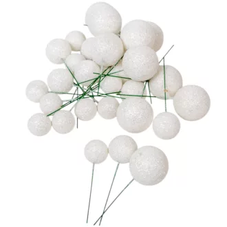Glitteres polisztirol golyó pick fehér D4-3-2cm 30db-os