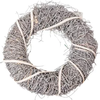 Tekert vessző koszorú szürke D30cm