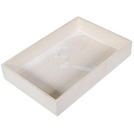 Fa tálca peremes fehér M5x30x20