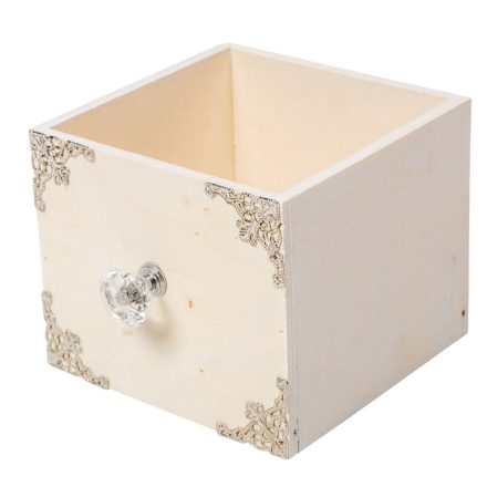 Dekorláda fehér kocka gombbal M11x13x13cm