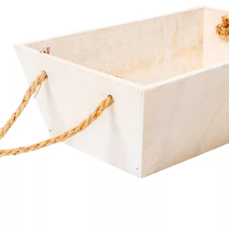 Trapéz alakú fehér dekoláda  kötél füles M9x26x16cm
