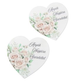   Nyomtatott dekorkarton Anyák napjára szeretettel szív 9,5cm 2db-os