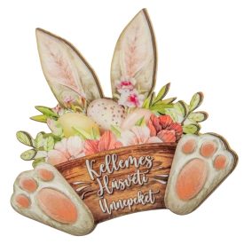  Nyomtatott dekorkarton Nyuszi tappancsos húsvéti kosár 14,5cm