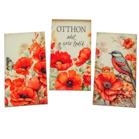 Nyomtatott dekorkarton - Pipacsos tábla 9,5cm 3db-os