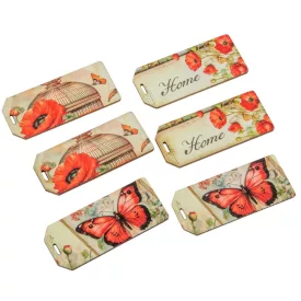 Nyomtatott dekorkarton Pipacsos biléta 5,5cm 6db-os