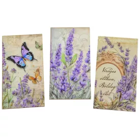 Nyomtatott dekorkarton - Levendulás tábla 9,5cm 3db-os