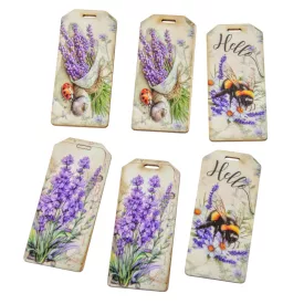 Nyomtatott dekorkarton - Levendulás biléta 5,5cm 6db-os