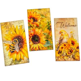 Nyomtatott dekorkarton Napraforgós táblák 9,5cm 3db-os