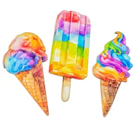 Nyomtatott dekorkarton színes fagyi élénk 7cm 3db-os