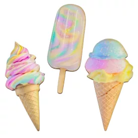 Nyomtatott dekorkarton színes fagyi pasztell 7cm 3db-os