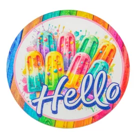 Nyomtatott fa tábla koszorú közép  Élénk fagyis 11,8cm