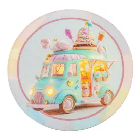 Nyomtatott fa tábla koszorú közép Pasztell fagyis 11,8cm