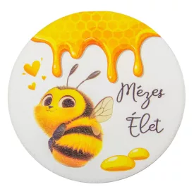 Nyomtatott fa tábla koszorú közép Mézes élet 11,8cm