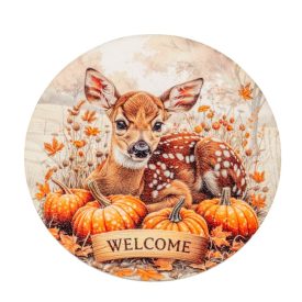 Nyomtatott fa tábla koszorú közép Bambi welcome 11,8cm