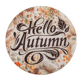 Nyomtatott fa tábla koszorú közép Hello Autumn 11,8cm