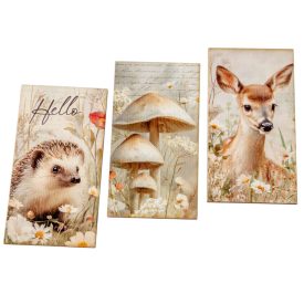 Nyomtatott dekorkarton - Erdei állatok tábla 9,5cm 3db-os
