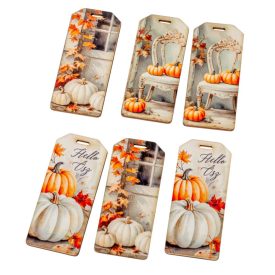   Nyomtatott dekorkarton Fehér-narancs tök biléta 5,5cm 6db-os