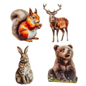   Nyomtatott dekorkarton - Őszi állatok válogatás 10cm 4db-os