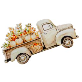 Nyomtatott dekorkarton Őszi teherautó 14,5cm
