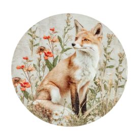   Nyomtatott fa tábla koszorú közép Erdei állatok - róka 14,8cm