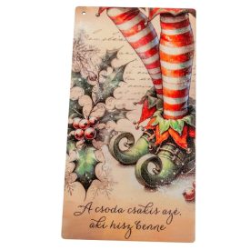   Nyomtatott fa tábla - Manócipős akasztós tábla 13x24,3cm